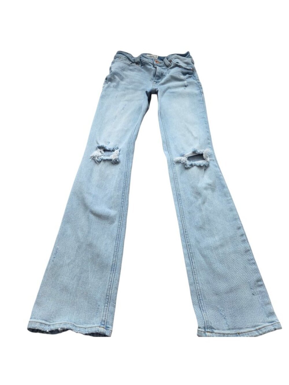 Edgely Jeans Womens 4 Blue High Rise Slim Bottom Denim Light Wash Distressed